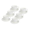 Sada 6 kusů malých čistě bílých porcelánových šálků na espresso s podšálky Alba v minimalistickém stylu bez dekoru.