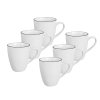 Set 6 kusů velkých bílých porcelánových hrnků Alba Black s elegantní černou linkou o objemu 350 ml.