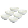 Sada 6 kusů bílých porcelánových misek Alba Yellow o průměru 15 cm s veselou žlutou linkou na horním okraji.