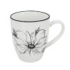 Elegantní bílý porcelánový hrnek Alba Dash Bloom o objemu 350 ml s motivem černé květiny.