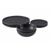6dílná keramická jídelní sada Obsidian pro 2 osoby v matné černé barvě s texturou