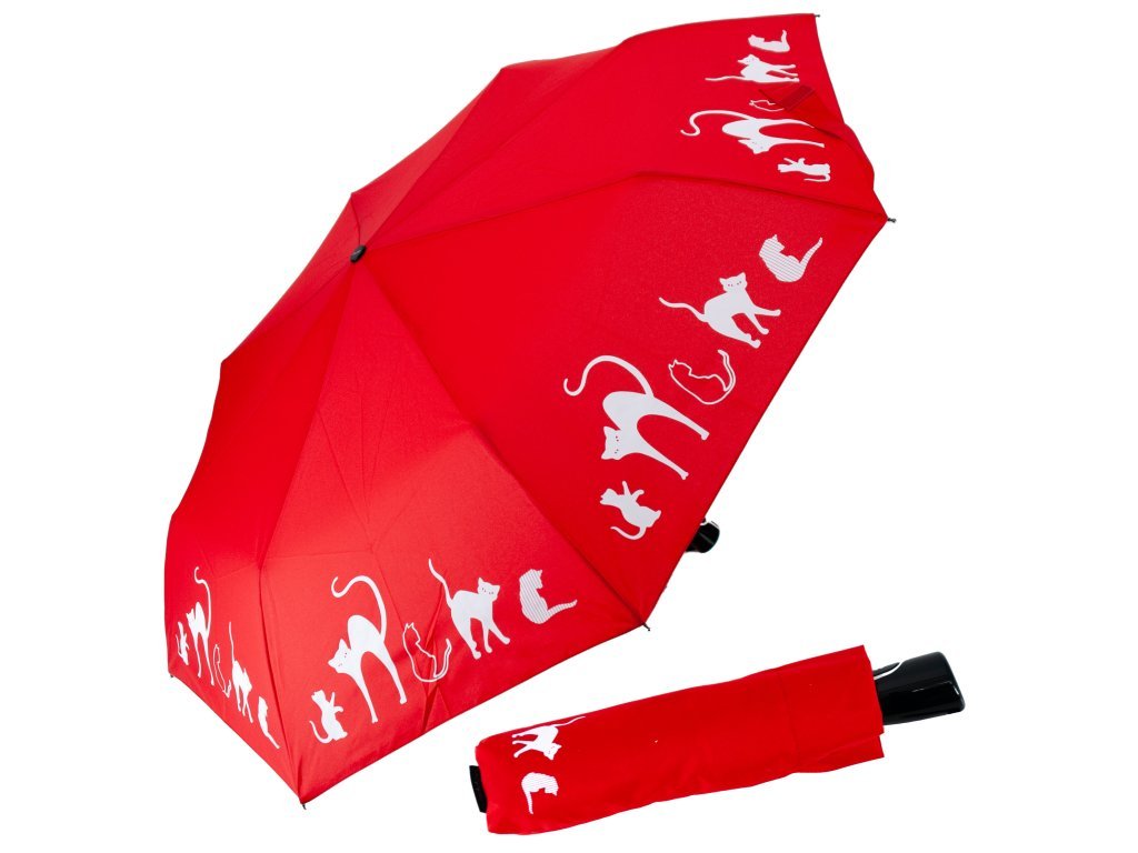 2678 fiber magic cats Automatický skládací deštník Magic Hit Uni - červený plne automaticky destnik