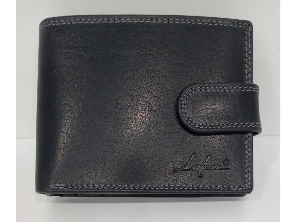Pánská kožená peněženka - černá/ zápinka
