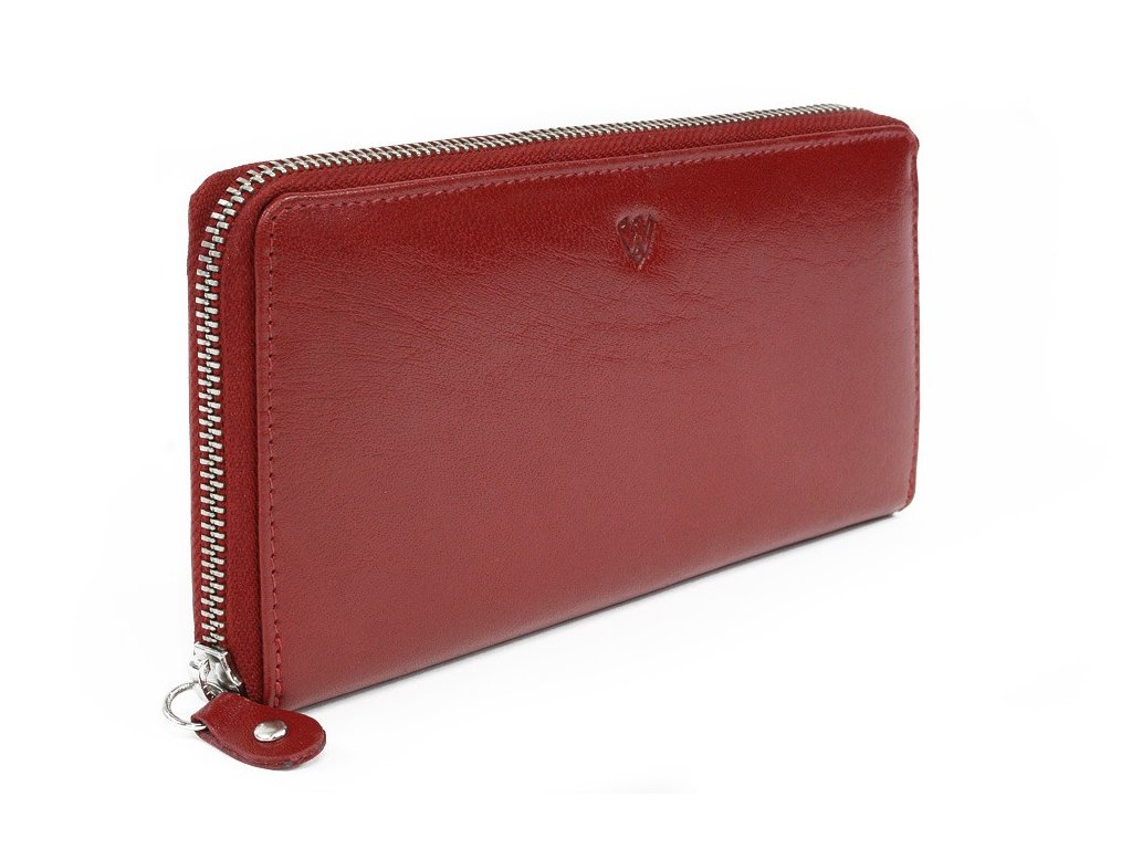 Dámská kožená zipová peněženka Arwel - červená