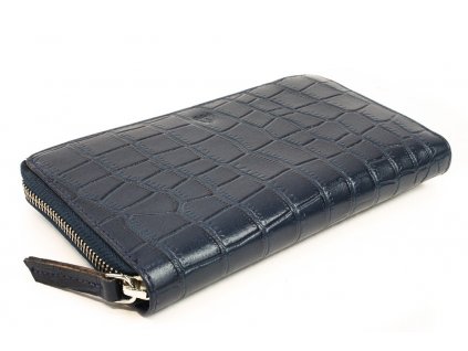 Dámská kožená zipová peněženka - modrá
