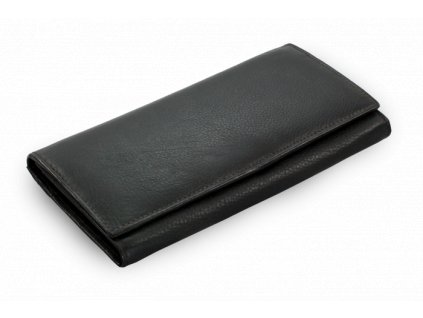 Dámská kožená peněženka s klopnou - černá