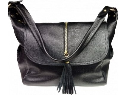 Dámská kožená kabelka s klopou Laura Biaggi - černá