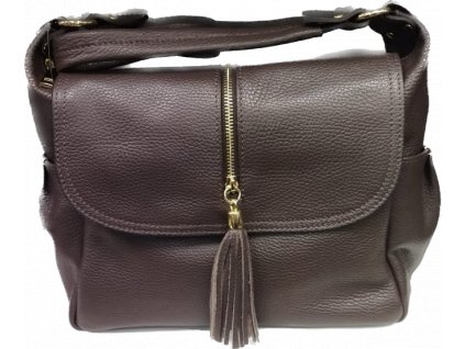 Dámská kožená kabelka s klopou Laura Biaggi - tmavě hnědá