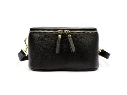 Kožená dámská ledvinka MiaMore - černá/ gold