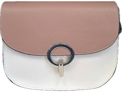 Dámská kožená crossbody kabelka Vera pelle 2527 - pudrová