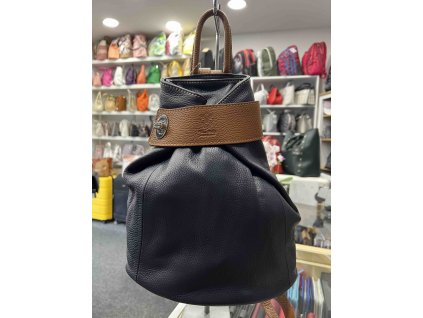 Dámský kožený batoh Vera Pelle 8535- tmavě modrý/ hnědý