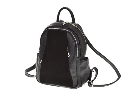 Dámský kožený batoh Laura Biaggi 66-5637 - černý