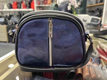 Dámská malá kožená crossbody kabelka 333 - modrá