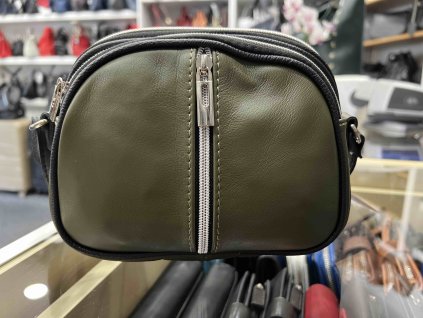 Dámská malá kožená crossbody kabelka 333 - khaki