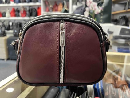 Dámská malá kožená crossbody kabelka 333 - vínová