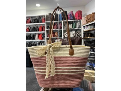 Dámská letní kabelka MaxFly L-0108 - krémová/ růžová