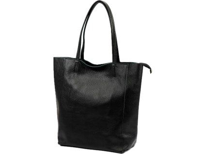 Dámská kožená shopper taška 1319 - černá