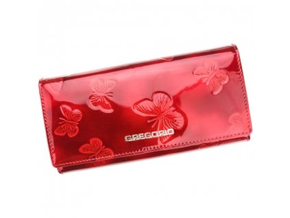Dámská kožená peněženka střední Gregorio - červená/ motýl
