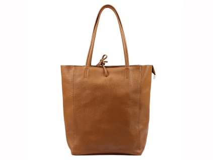 Dámská kožená shopper kabelka - hnědá