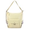 Dámský kožený kabelkobatoh - béžový