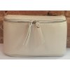 Kožená dámská ledvinka/ crossbody - krémová