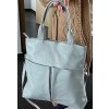 Dámská kožená kabelka - světle modrá