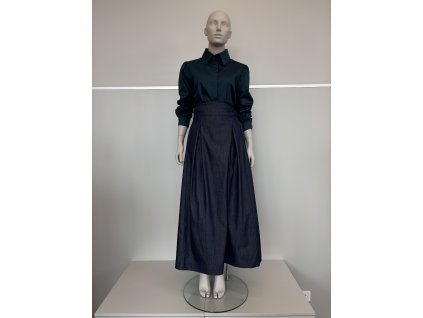 Denimové zavinovacie nohavice tmavo modré