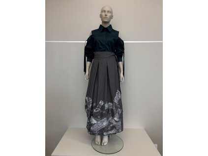 Denimová zavinovacia sukňa šedá maľovaná