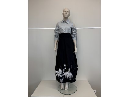 Denimová zavinovacia sukňa čierna maľovaná