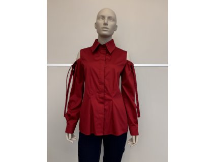 Dámska bavlnená košeľa s odhaleným ramenom červená