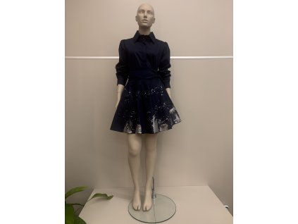 Zavinovacia krátka sukňa – ručne maľovaná so Swarovski® kryštálmi tmavá modrá