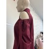 Dámska bavlnená košeľa s odhaleným ramenom burgundy