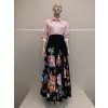Čierna zavinovacia sukňa s výraznou ručnou maľbou kvetov