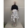 Asymetrická sukňa s ručnou maľbou v čierno-bielom kontraste