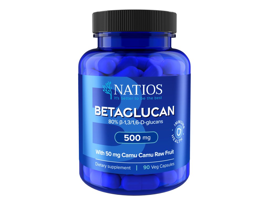 NATIOS Betaglucan, Betaglukany s Camu Camu, 500 mg, (podpora imunity, přísun vitamínu C) 90 veganských kapslí