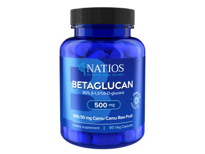 NATIOS Betaglucan, Betaglukany s Camu Camu, 500 mg, (podpora imunity, přísun vitamínu C) 90 veganských kapslí