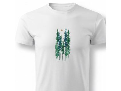 Vyšívané tričko ihličnaté stromy les