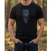 Vyšívané čierne tričko tajomný vlk