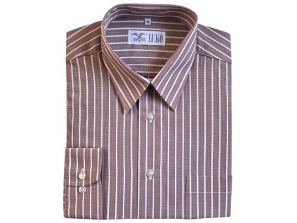 Pánská košile s dlouhým rukávem model 082203 skořicová