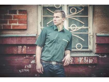 pánská košile s kombinací model 134122 (Barva zelená)