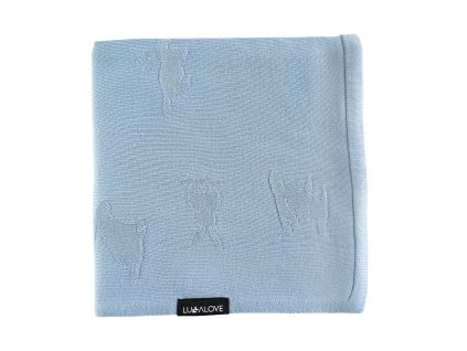 Lullalove Lehká bambusová deka pro dospělé vzor Králíček - Baby blue