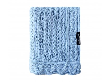 Lullalove Merinó gyapjú takaró - Keksz minta  - Premium Kék
