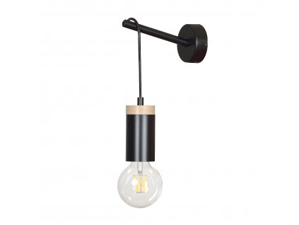 SKANDIA K1 BLACK | dizajnová čierna nástenná lampa s drevom