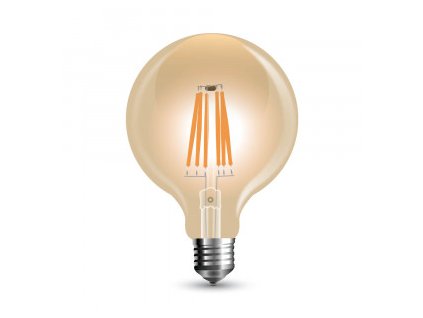 LED žiarovka E27 8W teplá biela filament amber stmievateľná G125