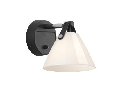 46241003 | Nordlux | STRAP | čiernobiele nástenné svietidlo z kože a skla