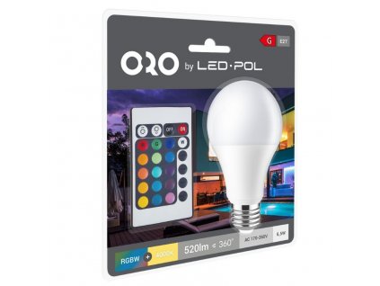 LED-POL  | ORO04112  | ORO | LED žiarovka E27 A60 6,5W RGBW