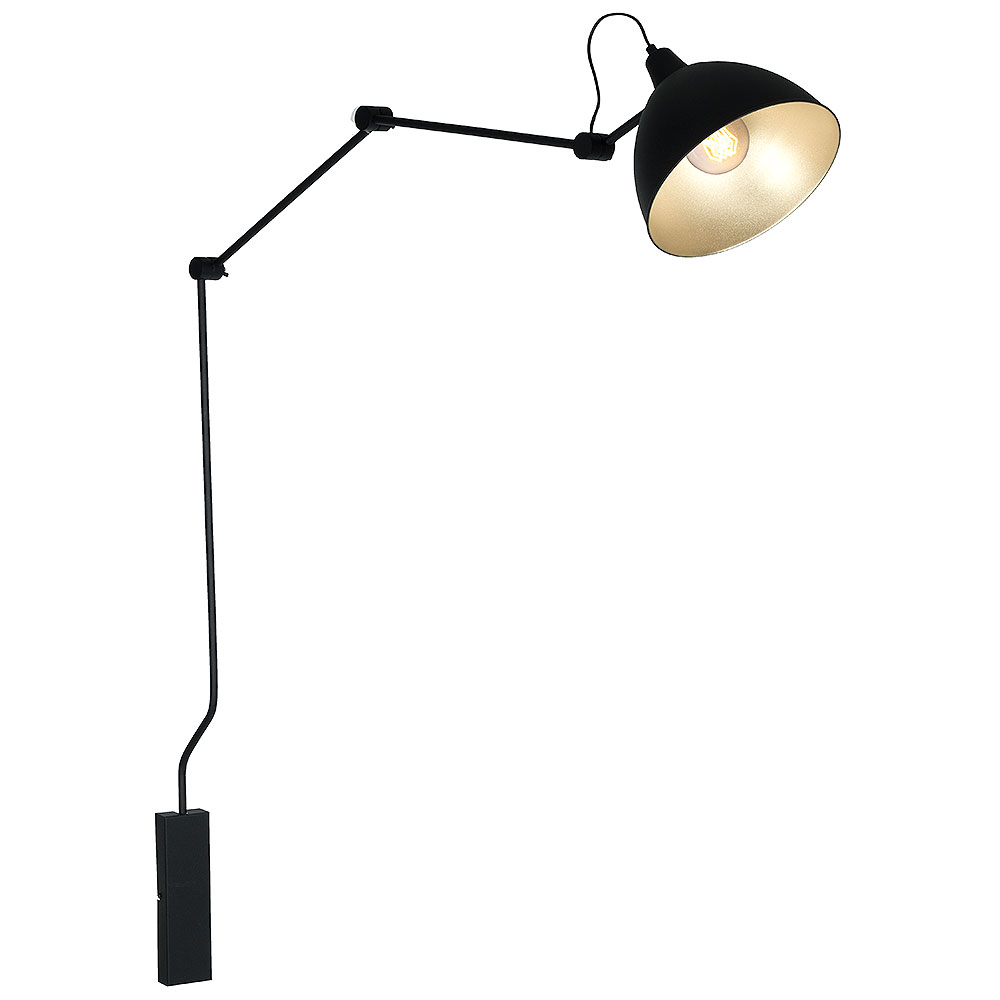 AIDA | čierna industriálna nástenná lampa Farba: Čierna, Rozmer: 100x150x17