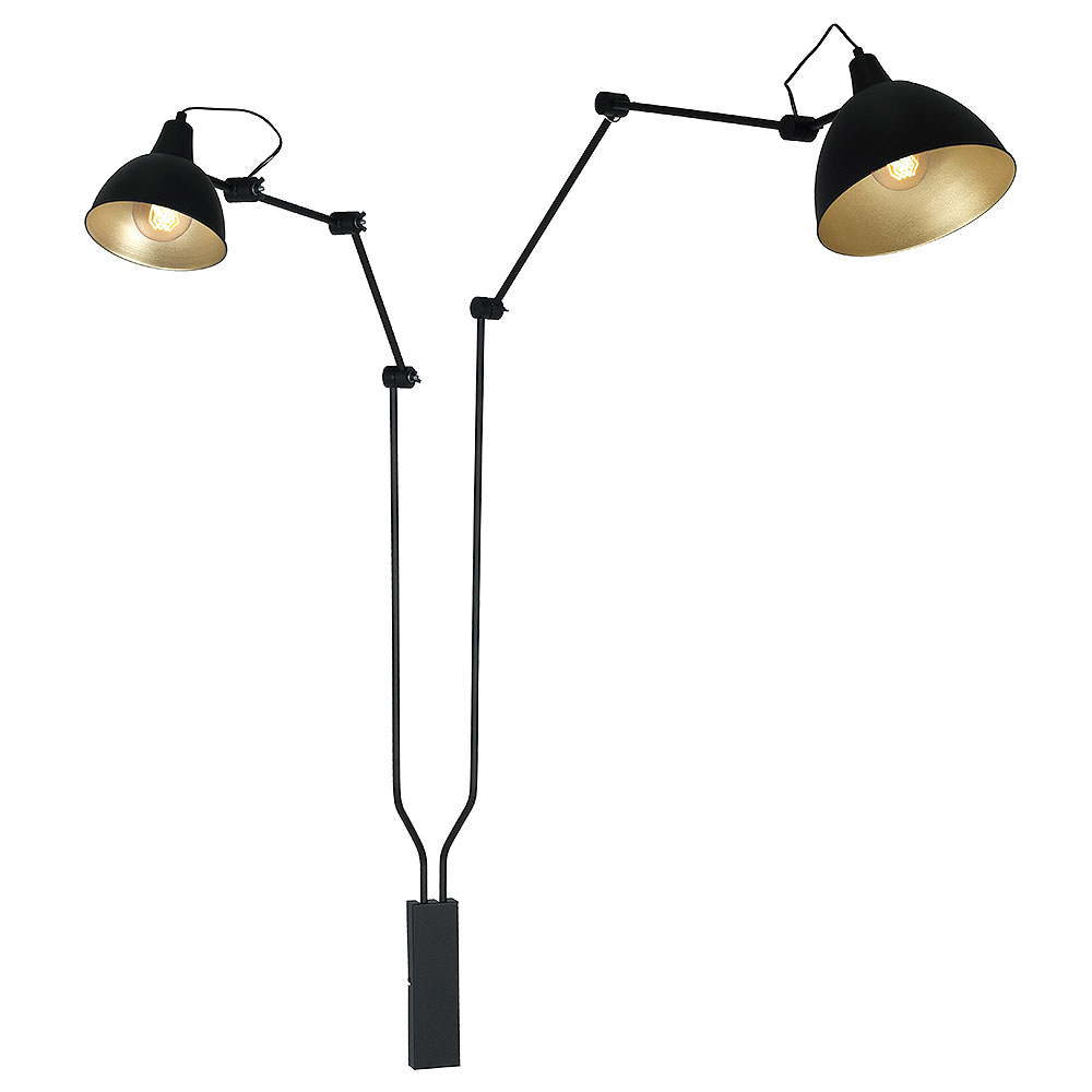 AIDA | čierna industriálna nástenná lampa Farba: Čierna, Rozmer: 150x190x90