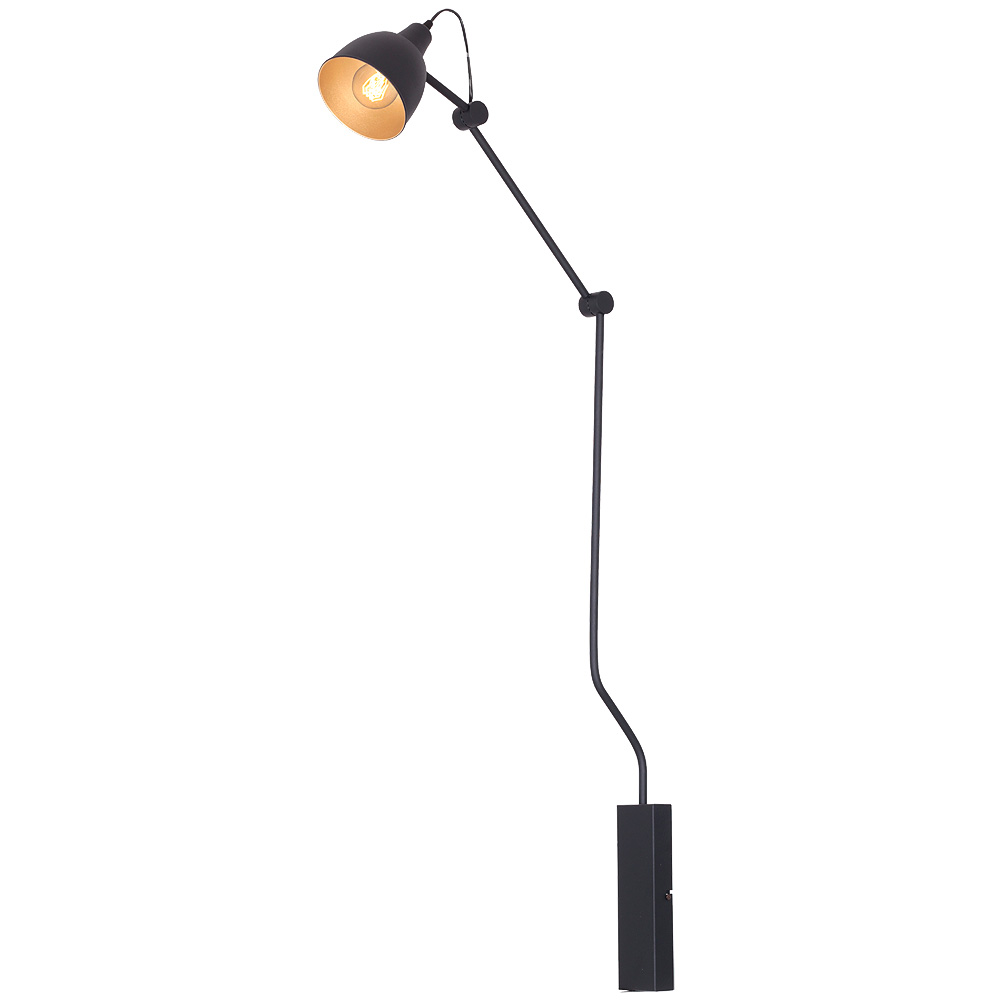 AIDA | čierna industriálna nástenná lampa Farba: Čierna, Rozmer: 100x125x14