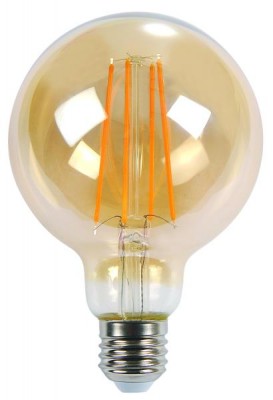 LED žiarovka E27 6W teplá biela filament amber G125 ORO